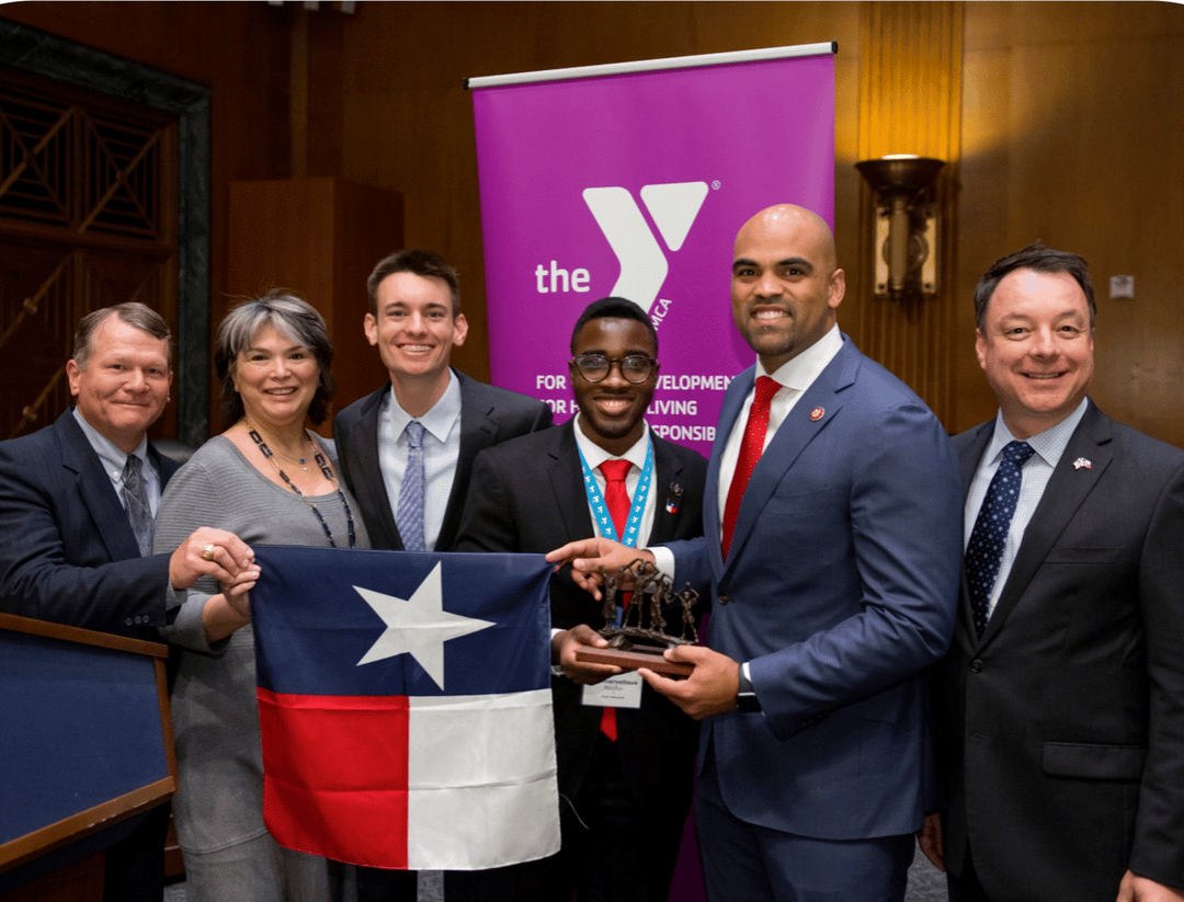 Youth & Government - Officials holding small Texas banner