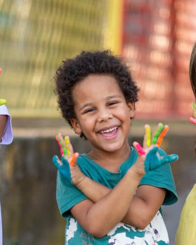 Kids Posing With Painted Handsjpg