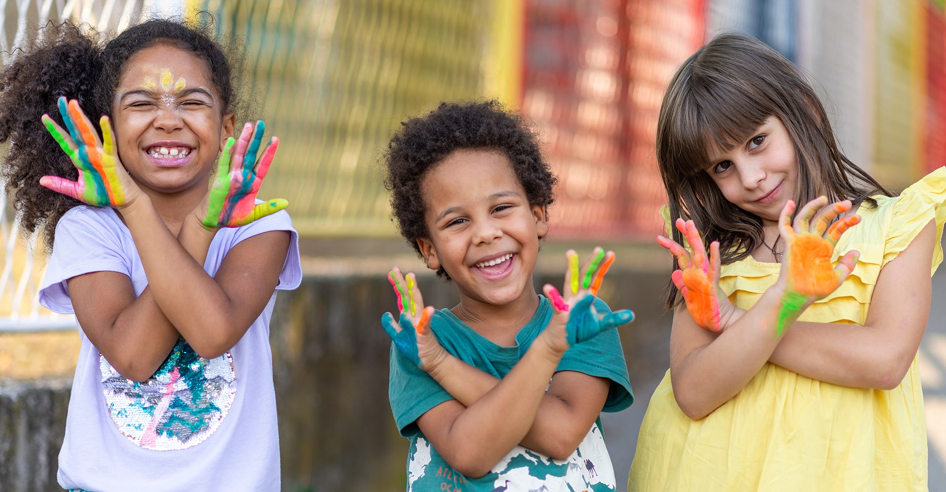 Kids Posing With Painted Handsjpg