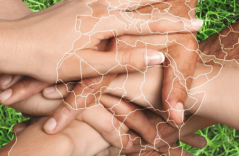 Overlay Countries On Hands Together